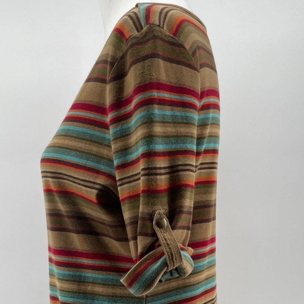 Lauren Ralph Lauren Knit Dress Women Large Petite Southwestern‎ Stripe Cotton